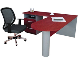 Escritorios Secretariales para Oficina - Escritorio Secretarial en L con Cilindro Metalico