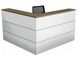 Modulo de recepción para oficina en L moderna