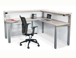 Modulo de recepción para oficina en L minimalista